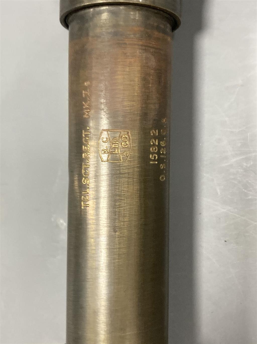 A Broadhurst & Clarkson brass three drawer telescope